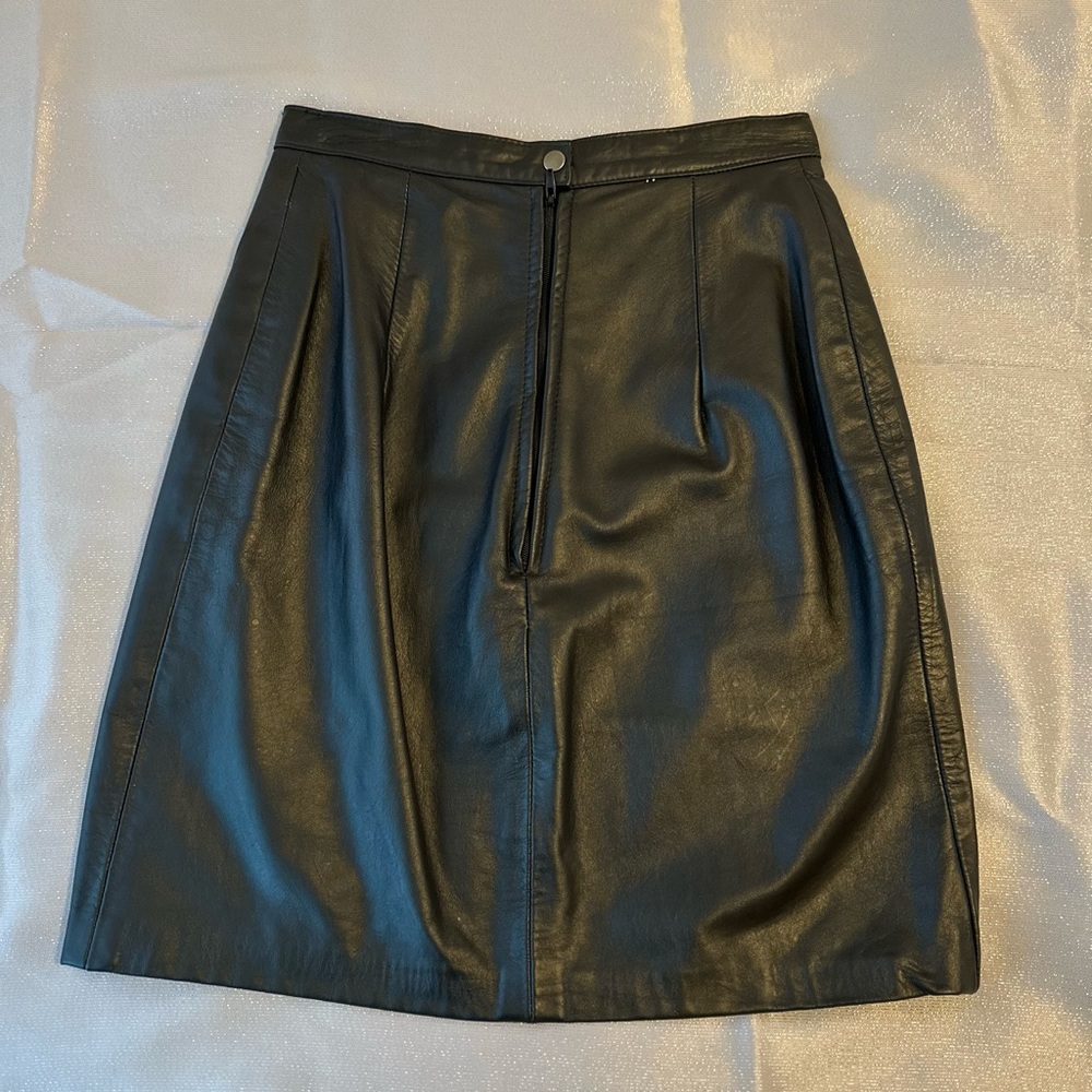 Vintage Outwear By Phoenix Women Black Genuine Leather Skirt High Waisted -5/6